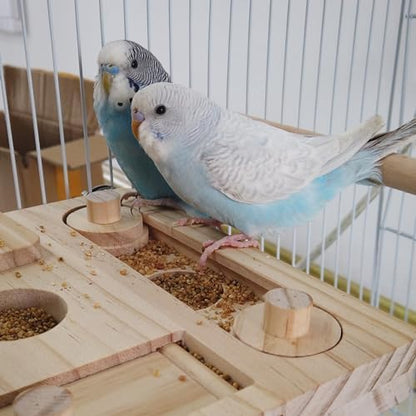 FlidRunest Wooden Bird Foraging Puzzle Toys for Parrots, Parakeet, Cockatiel, Sun Conures - Birds Interactive Mental Enrichment Toy, B ird Seed Slow Feeder Toy for Cage