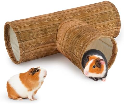 Bienbee Guinea Pig Tunnel, 3-Way Washable Collapsible Toy for Small Animals