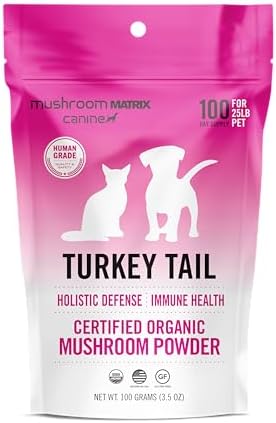Om Mushroom Matrix Pet - Canine | Turkey Tail | USA Grown Human-Grade Organic Mushroom Powder Pet Supplement | Immunity Support & Holistic Defense for Dogs & Cats | 100 Grams, 3.5 oz