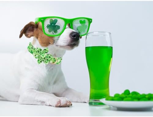 Dog Collar - St. Patrick's Day Dog Collars with Flower for Dogs Flowers Adjustable Pet Collar Girl Pet Gift for Medium Small Large Dogs
