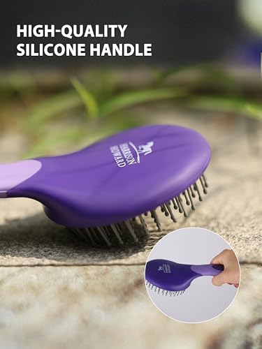 Harrison Howard Horse Grooming Kit, 7 Piece Horse Brush Set with Curry Comb, Hoof Pick, Sweat Scraper & Bag Purple