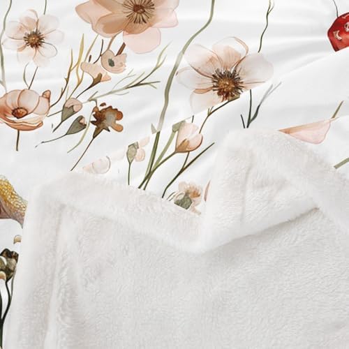 Erosebridal Reptile Lizard Gecko Blankets and Throws 60"x80",Cute Mushroom Blanket Throw for Kids Women Girls,Wild Animal Print Fleece Blanket Farmhouse Flowers Sherpa Blanket for Bedroom Decor