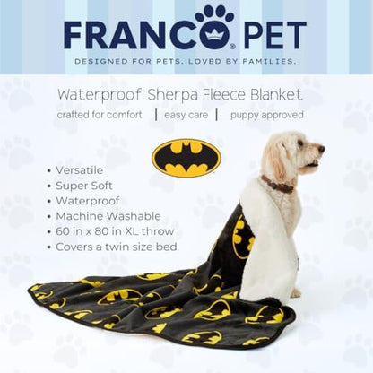 Batman DC Comics Waterproof Dog Bed Cover, XL 60x80 Pet Blanket for Furniture Bed Couch Sofa, (Officially Licensed) by Franco