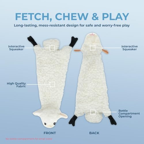 Best Pet Supplies 2-in-1 Stuffless Squeaky Dog Toy - Sheep, Cow, Small