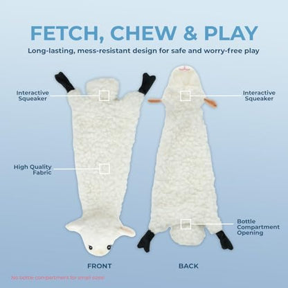 Best Pet Supplies 2-in-1 Stuffless Squeaky Dog Toy - Sheep, Cow, Small