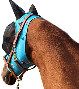 Horse Fly Mask Super Comfort Horse Fly Mask Elasticity Fly Mask with Ears We Only Make Products that Horses Like… (Sky Blue, M)