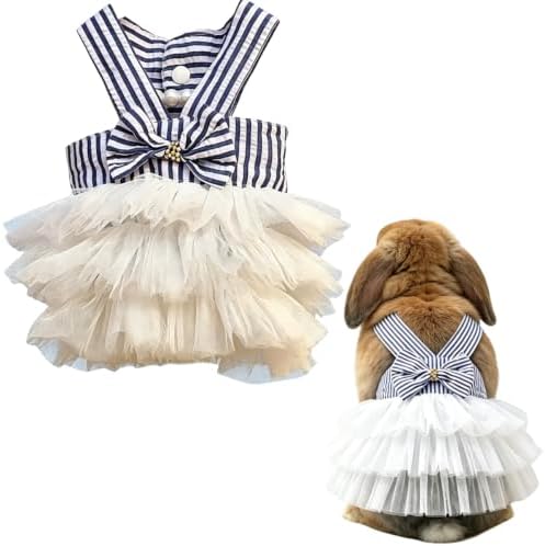 Bunny Dress Rabbit Tutu Skirt Holiday Outfit for Ferret (White,XXL)
