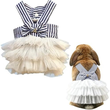 Bunny Dress Rabbit Tutu Skirt Holiday Outfit for Ferret (White,XXL)