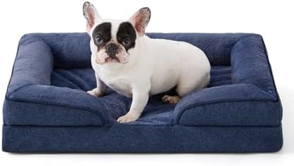 Made4pet Dog Bed Orthopedic, Dog Sofa for Small Dogs Supportive Foam Pet Cushions Bed with Washable Removable Cover, Egg-Crate Foam, Waterproof Lining Bottom, Blue, 30 * 20 * 6.5 Inch