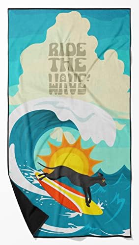 Caroline's Treasures MLM1228TWL3060 Surfer Dog Black Great Dane Premium Beach Towel Oversized Towel Beach Blanket, Pool, Beach Essentials, Yoga, Premium Bath Towel, Quick Dry Plush