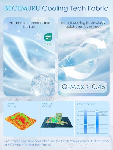 BECEMURU Cooling Mat for Large Dogs, Q-Max＞0.46 Thick Breathable Crate Pad