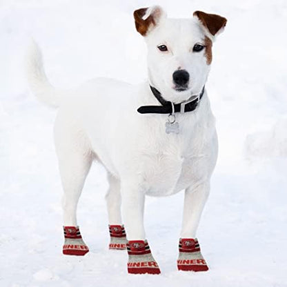 NFL SAN Francisco 49ERS Anti Slip Dog Socks with Elastic Ribbed Top, Size Medium/Large. Indoor/Outdoor Socks, Best Dog Paw Protector, 2 Pairs, Cool Puppy Supplies with NFL Logo of 49ERS Team