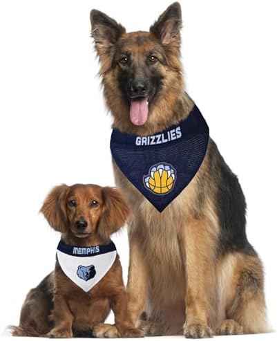 Pets First NBA Dog Bandana - Memphis Grizzlies Reversible Pet Bandana. 2 Sided Home & Away Sports Bandana with a PREMIUM Embroidery TEAM Logo, Small/Medium