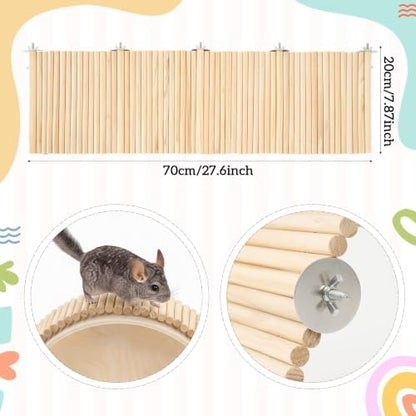 Geelin Chinchilla Running Wheel Fence, Chinchilla Natural Birch Wood Flexible Platform Toy, Climbing Toys for Guinea Pig Rabbit Hamsters Gerbils Rat and Other Small Animals Cage Accessories