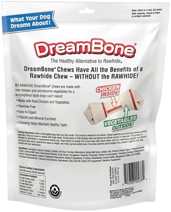 DreamBone Large Bone Rawhide-Free Dog Treats With Real Protein, 3 Count
