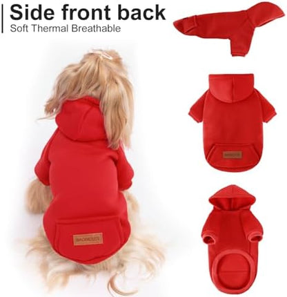2 Pack Dog Hoodie Warm Hood Dog Sweater Cold Weather Small Dogs Sweatshirt Comfort Pet Clothes for Small Medium Dogs with Pockets Cats Chihuahua Clothes for Male Female Girl Boy Sporty Daily Wear