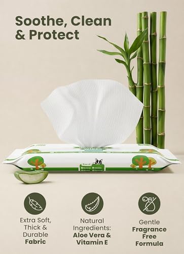 Pogi’s Dog Wipes – Hypoallergenic Pet Wipes for Paws, Body & Butt – Cleaning & Hydrating, Fragrance Free, 120 Count