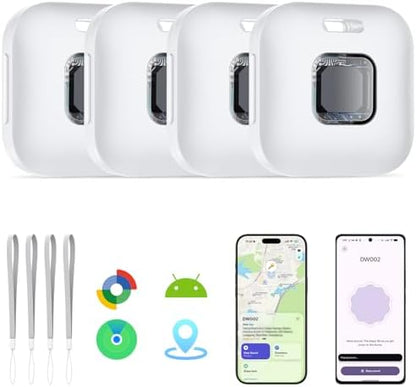 Hoxe Air Tracker Tags-4 Pack for iOS & Android, Smart Tag for Key, Bag, Pet