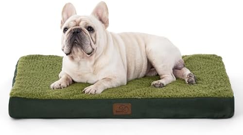 Bedsure Washable Dog Bed Medium Size Dog with Comfy Sherpa, 30IN Dark Green