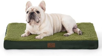 Bedsure Washable Dog Bed Medium Size Dog with Comfy Sherpa, 30IN Dark Green