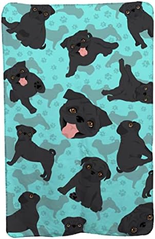 Caroline's Treasures MLM1005TBLT Black Pug Soft Travel Blanket with Bag Airplane Blanket, Indoor Outdoor Camping Blanket for Traveling, Picnics, Beach Trips, Concerts