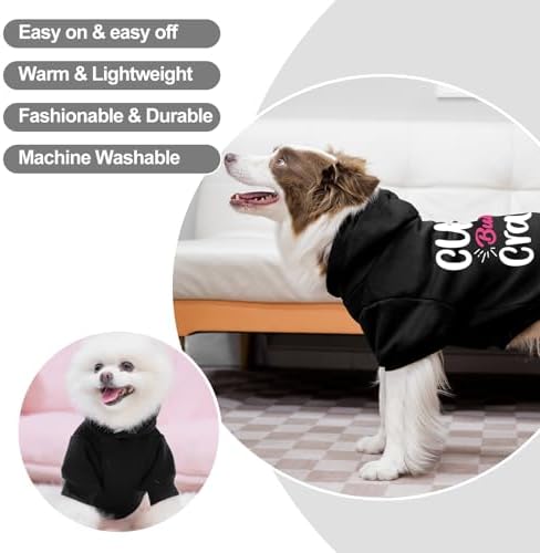 EXPAWLORER Dog Hoodies for Small Medium Large Dogs,Cute But Crazy Black XXL