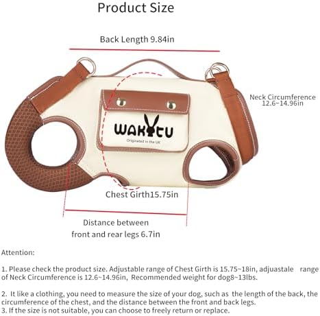 Wakytu Dog Lift Harness Dog Carrier Sling for Small Dogs & Cats,M