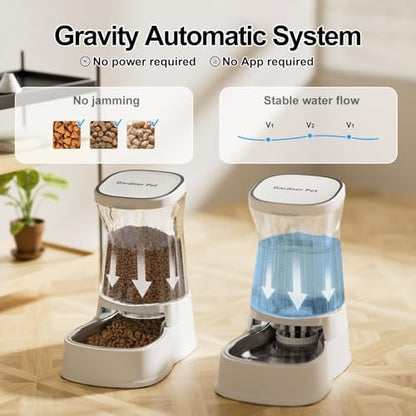 Automatic Dog Water Dispenser & Feeder Food Set, 304 Stainless Steel Bowls