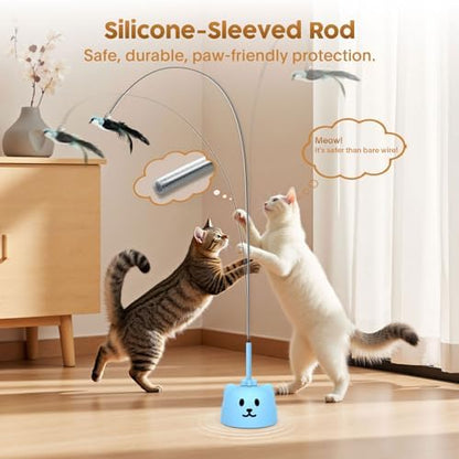 Interactive Cat Toys for Indoor Cats, 360° Automatic Spin Flying Bird Wand