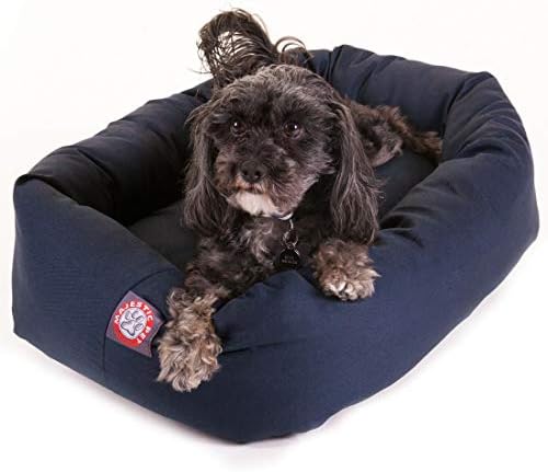 Majestic Pet 24 Inch Bagel Calming Dog Bed Washable – Cozy Soft Round Pet Bed with Spine Support for Dogs to Rest their Head - Fluffy Donut Puppy Bed 24x19x7 (Inch) - Small – Blue