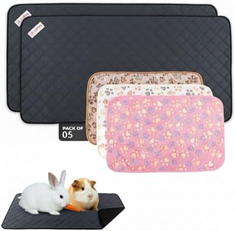 LUFTPETS Guinea Pig Cage Liners 5 Pcs, Washable C&C 2X4 Pads & Fleece Mats