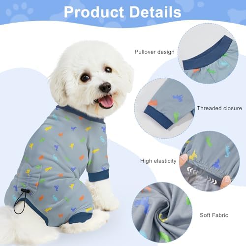 Bienbee Dog Pajamas, 4 Pack Adjustable Onesies for Small to Large Dogs L