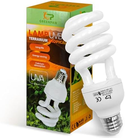 UVB Reptile Light, 15.0 26W UVA UVB Light for Reptiles, Spiral Compact Fluorescent UVB Bulb for Desert Reptiles and Amphibians
