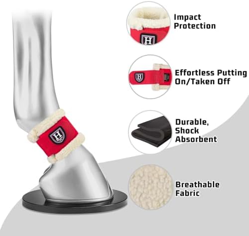 Harrison Howard Essential Premium Horse Pastern Wraps with Berber Fleece Lining Sold in Pairs Red