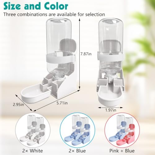 kathson 2PCS Rabbit Water Bottle, 17oz Hanging Water Fountain Automatic Dispenser No Leak WaterFeeder for Bunny Chinchilla Guinea Pig Hedgehog Ferret