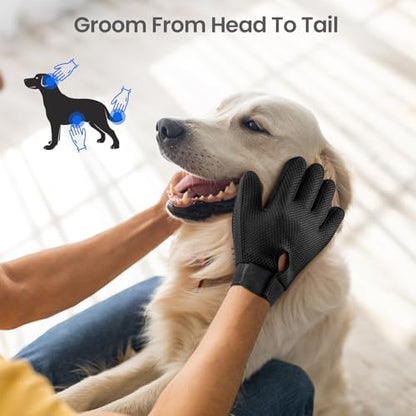 Pet Hair Removal Glove with 255 Silicone Tips for Dogs & Cats, Right Black