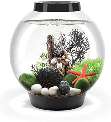 biOrb Classic 15 Acrylic 4-Gallon Aquarium with White LED Lights Modern Compact Tank for Tabletop or Desktop Display, Black-Trimmed Tank