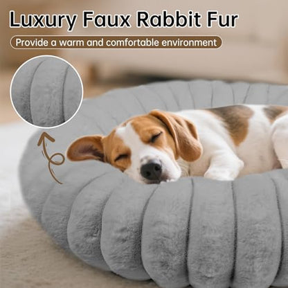 Donut Dog Beds Medium Large Size Dog Washable Pet Bed,31in Grey