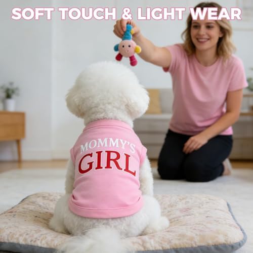 BINGPET Mommy's Girl Dog Shirt, Mamas Girl Puppy T-Shirt, Soft Cotton Vest