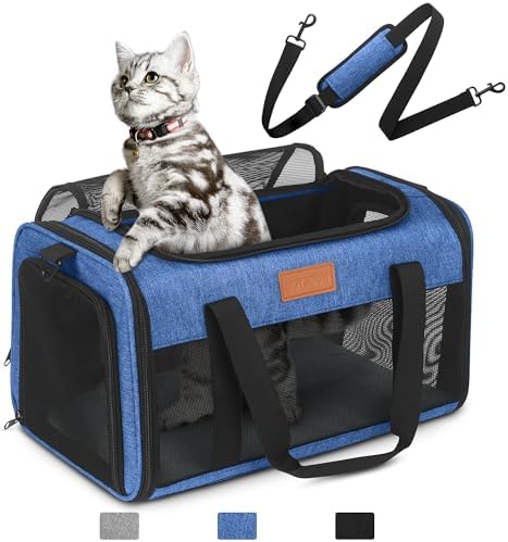 PETUX Airline Approved Pet Carrier for Small Cats up to 12 lb, Blue