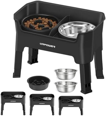 URPOWER Elevated Dog Bowls for Small Dogs, 3-in-1 Raised Stand