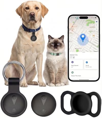 GPS Tracker for Dogs, Smart Dog Tracker with Real-Time Location, for Android and iPhone No Monthly Fee & No SIM Card- Pet Location Tracker with Holder, IP68 Waterproof, Indoor & Outdoor Pet Safety Use