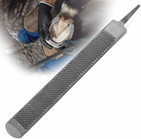 Jeffers Livestock Mini Hoof Rasp for Goats, Sheep, Pony, Mini Horses, Foals – 14" Ergonomic Steel Hoof Trimming Tool with 6 Teeth per Row – One Hand Use, Compact Farrier Hand Rasp