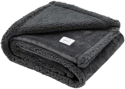 Waterproof Dog Blanket Reversible Pet Blankets for Bed Couch Covers Puppy Blankets Leakproof Sofa Couch Cover Cat for Warm Fluffy Washable Gray Mat-S-40x28in