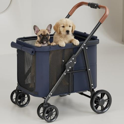 Dog Stroller for Large & Medium Dogs Up to 80 Lbs, Navy Blue