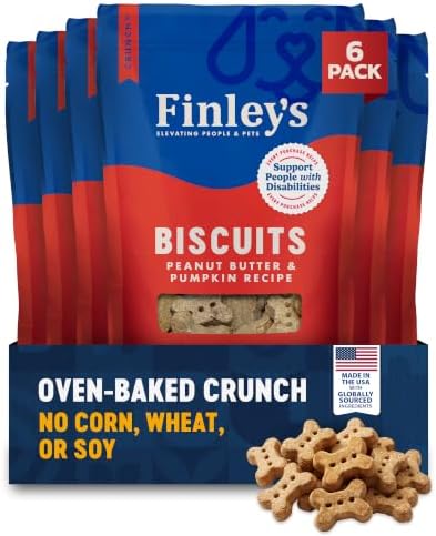 Finley's Crunchy Dog Biscuits Peanut Butter Pumpkin, 12oz, 6 Pack