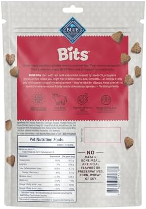 Blue Buffalo Bits Soft Dog Treats for Training, Made with Natural Ingredients & Enhanced with DHA, Beef Recipe, 19-oz Bag (Pack of 4)