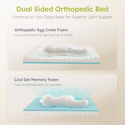 CWAWZ XXL Dog Bed for Extra Large Dogs, Giant Orthopedic Dog Bed with Cooling Gel Memory Foam, Waterproof Pet Bed with Removable Washable Cover, 53" Pet Sofa bed Dutch Velvet with Bone Toy, Peach Pink