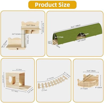 Cat Wall Shelves, 16-in-1 Cat Wall Furniture Set w/Tunnel & Bridge
