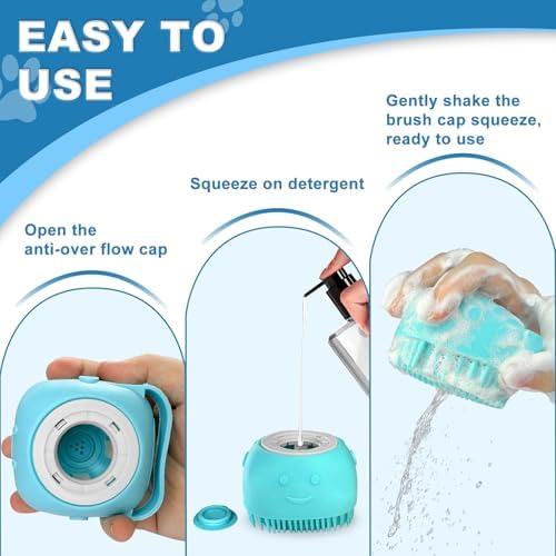 2PCS Dog Washing Gloves and Dog Shampoo Brush, Dog Bath Supplies Dog and Cat Bath Set